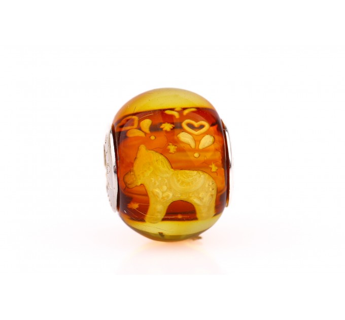 "Dala Horse" Amber Bead