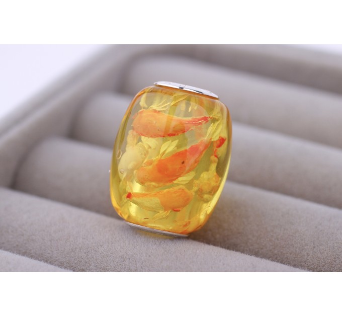 Amber Bead "Koi Carps"
