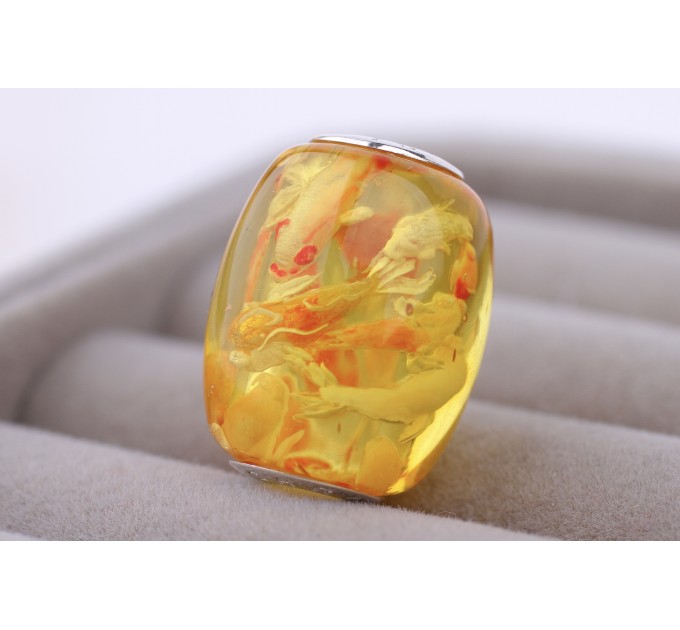 Amber Bead "Koi Carps"