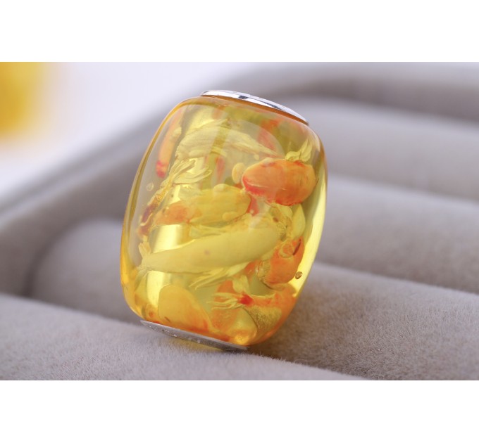 Amber Bead "Koi Carps"