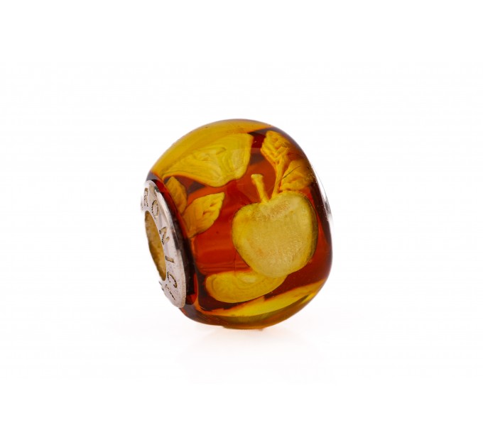 Fall Apples — Hand-Carved Amber Charm for bracelets