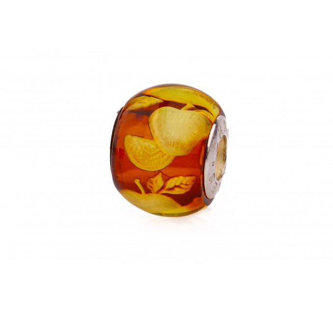 Fall Apples — Hand-Carved Amber Charm for bracelets