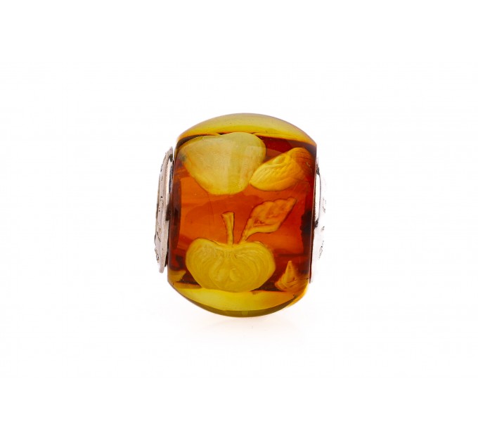 Fall Apples — Hand-Carved Amber Charm for bracelets