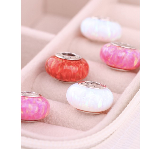 Snowy White Lab-created Opal Spacer