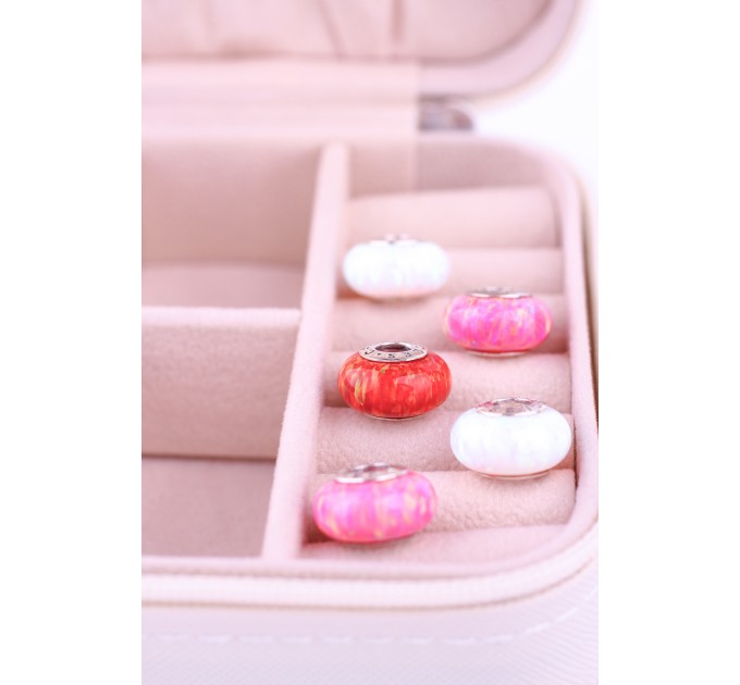 Snowy White Lab-created Opal Spacer
