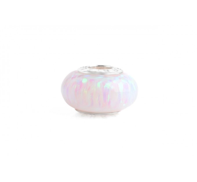Snowy White Lab-created Opal Spacer