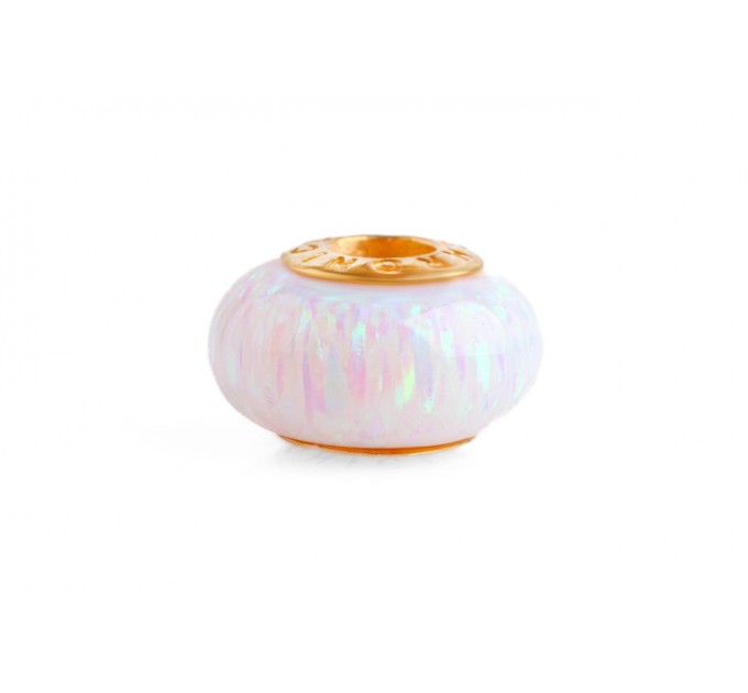 Snowy White Lab-created Opal Spacer