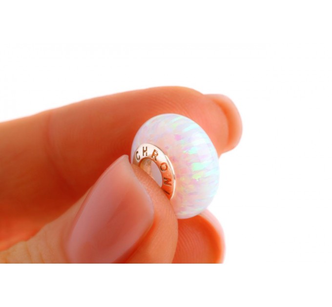 Snowy White Lab-created Opal Spacer